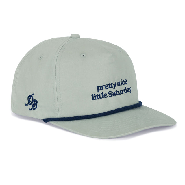 Pretty Nice Little Saturday Rope Hat – grey dad hat with rope detail, lightweight 5-panel snapback, funny golf hat and comfortable dad gift