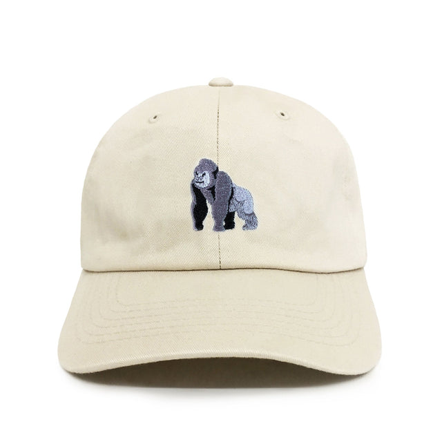 Ape embroidered dad hat cream gorilla design funny hat by Dad Brand