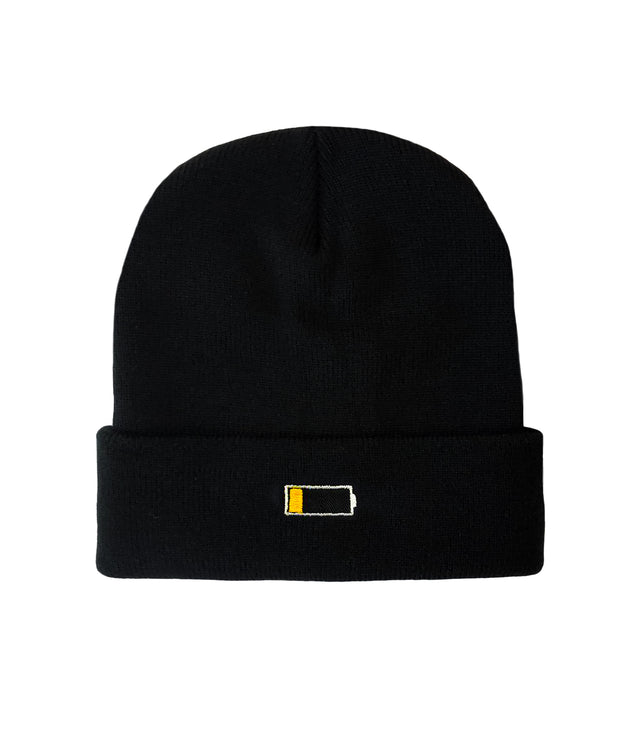 Low Battery Beanie – Black embroidered beanie hat with low battery emblem. Funny dad beanie & best gift for dads who love dad jokes.