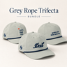 Gray and navy Dad rope hat, Let's Par Tee golf rope hat, and Pretty Nice Little Saturday rope hat bundle