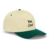 Yes, Chef Snapback Hat – cream and green 5-panel embroidered dad hat with high-profile structure, funny golf hat and dad gift