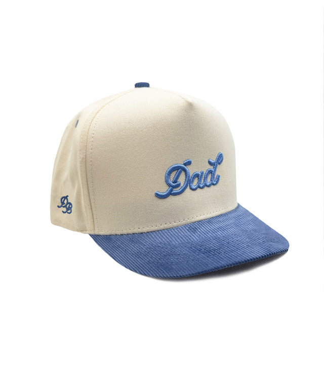 Dad | Two-Tone Cream & Baby Blue Corduroy Snapback Hat