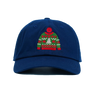 Ugly Sweater Hat embroidered Christmas sweater design on navy blue dad hat from Dad Brand